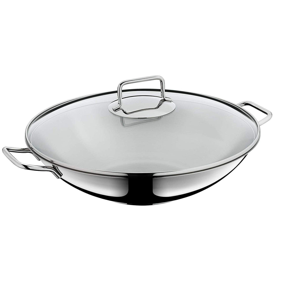 WMF Macao Wok Induktion 2-teilig, Wokpfanne 36 cm mit Glasdeckel, Wok für Induktion, Cromargan Edels