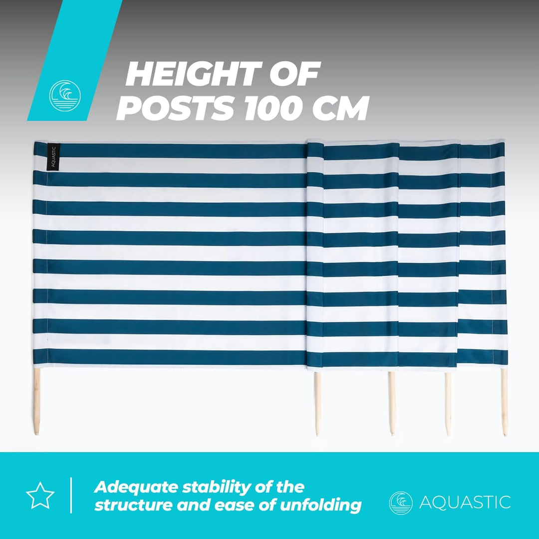 AQUASTIC WINDSCREEN Windschutz Strand 10m in Blau|Marinblau ist Perfekt für Seen und das Meer Strapa