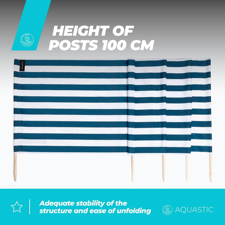 AQUASTIC WINDSCREEN Windschutz Strand 10m in Blau|Marinblau ist Perfekt für Seen und das Meer Strapa