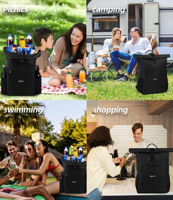 DEWUR 35L Thermo Rücksack Kühlrücksack Kühltasche Wasserdichter Picknickrücksack mit Flaschenöffner