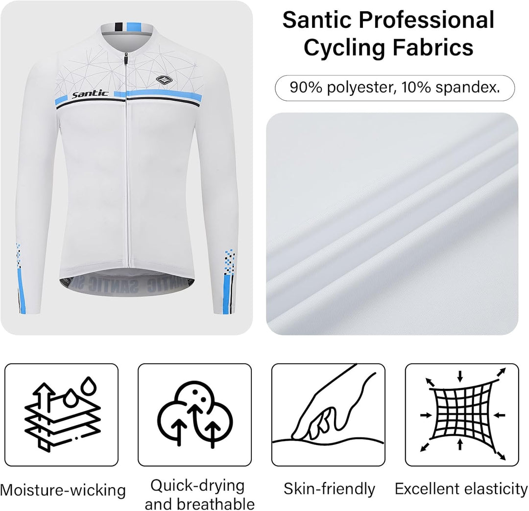 Radtrikot Herren Langarm Atmungsaktiv Universal, 3XL Weiß