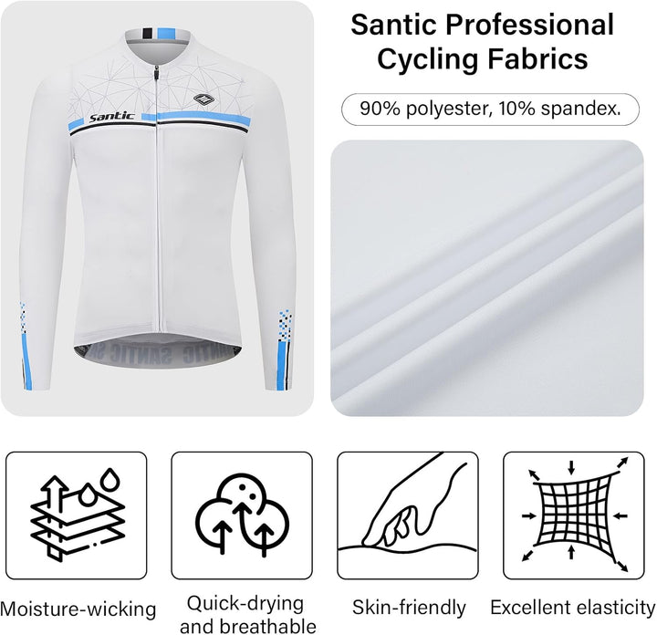 Radtrikot Herren Langarm Atmungsaktiv Universal, 3XL Weiß