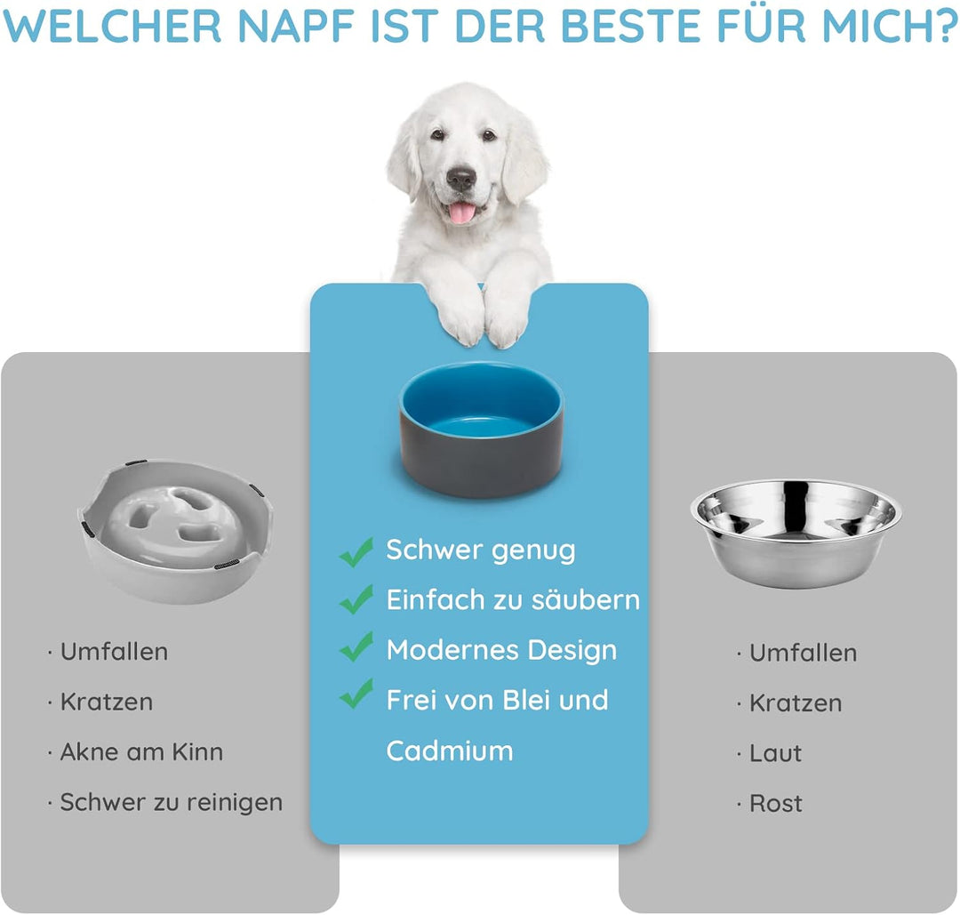 SPUNKYJUNKY Hundenapf Keramik Doppel Futternapf Katzennapf Wassernapf Fressnapf mit Bambus Ständer f