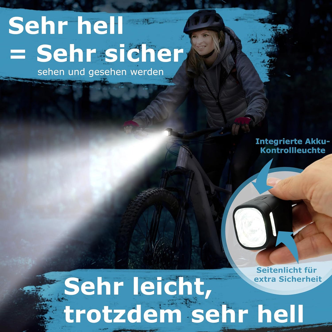 WIDDER Fahrradlicht Vorne & Hinten als Set [Sehr Hell 90 Lum LED] - Fahrrad Licht USB C Aufladbar -