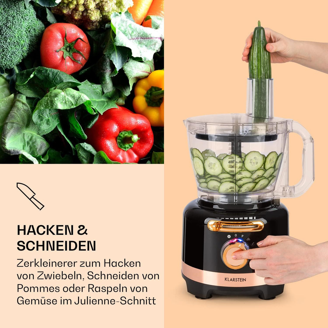 Klarstein Luca Multifunktionsmixer Standmixer Zerkleinerer Küchenreibe Saftpresse Food Processor, 10