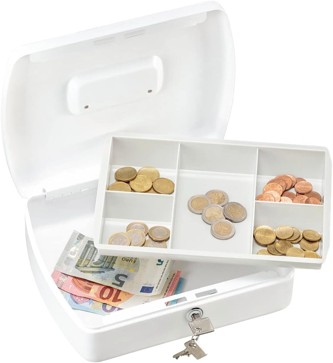 Burg-Wächter Geldkassette abschliessbar mit Schlüssel und Hartgeldeinsatz, Stahlblech, Office 2257,