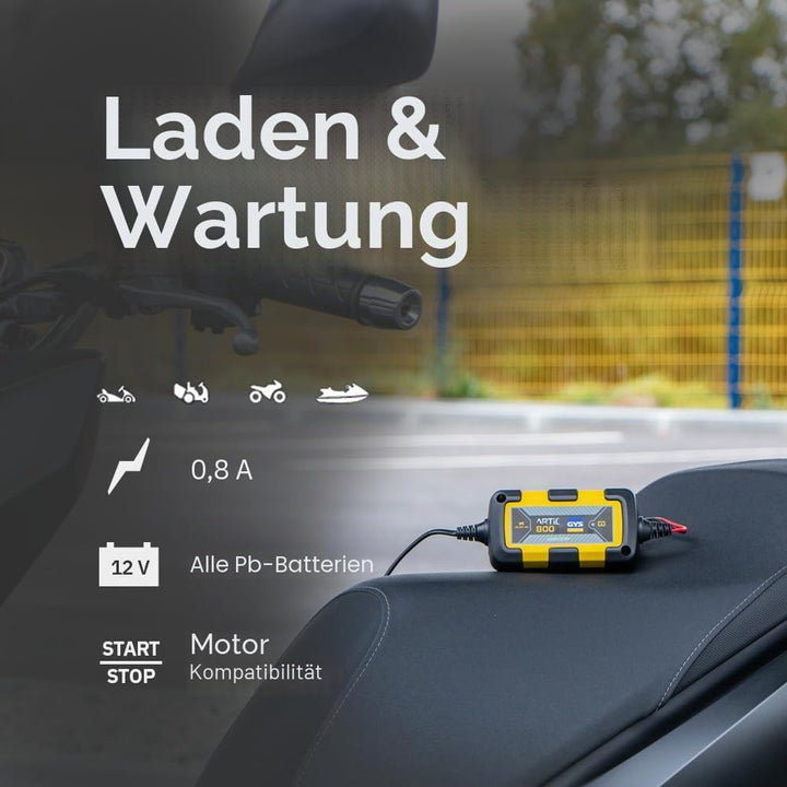 GYS Ladegerät Batterieladegeräte Kfz automatisches Ladegerät speziell für 12V-Batterien von Motorräd