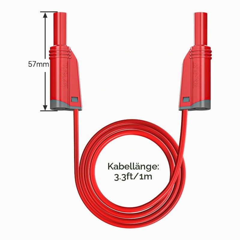 Cleqee 5 Stück Bananenstecker Silikon Messleitungen 4mm voll isoliert Sicherheit ummantelt stapelbar
