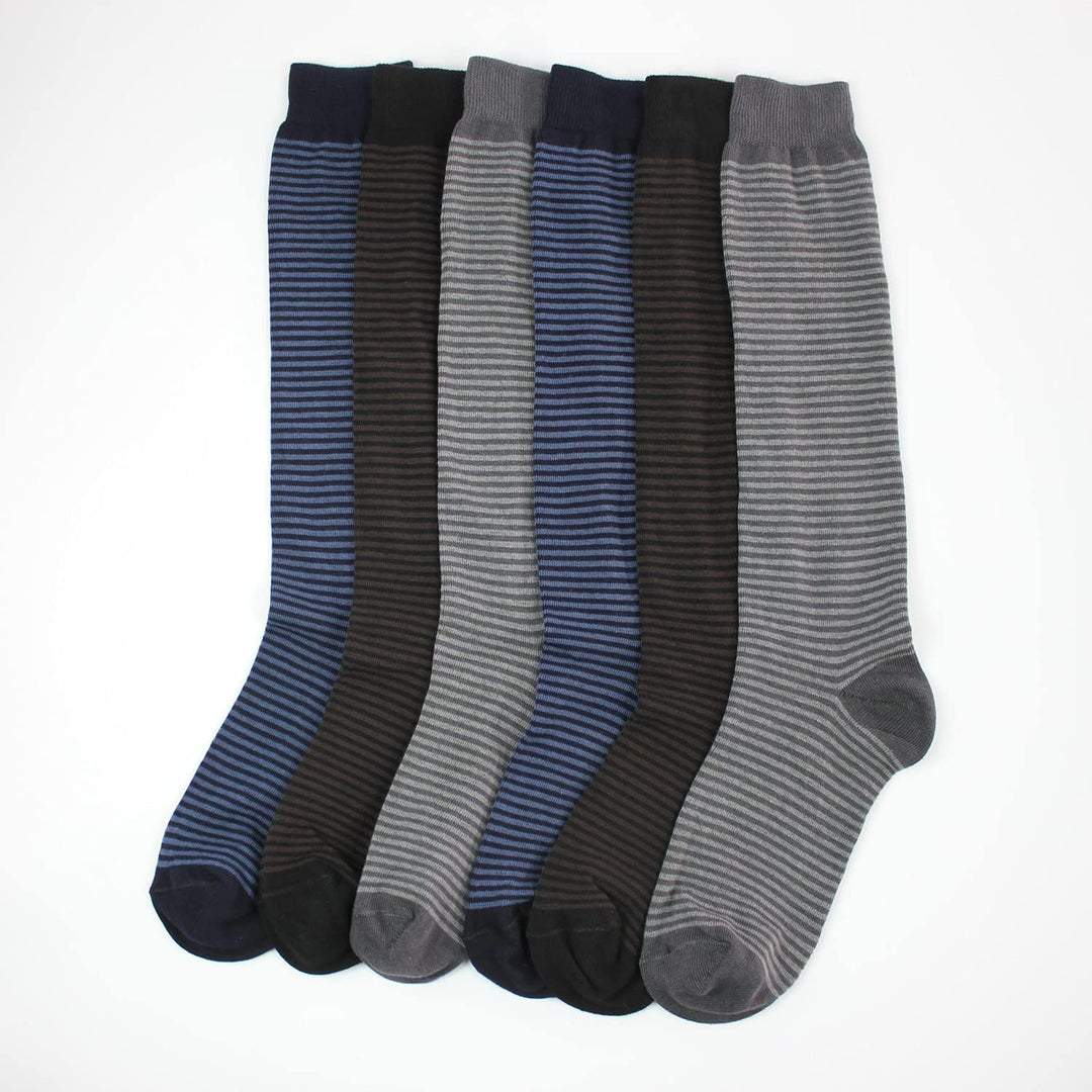 Citycalze Lange gestreifte Socken für Herren, aus warmer Baumwolle, weich, 6 Paar, hergestellt in It