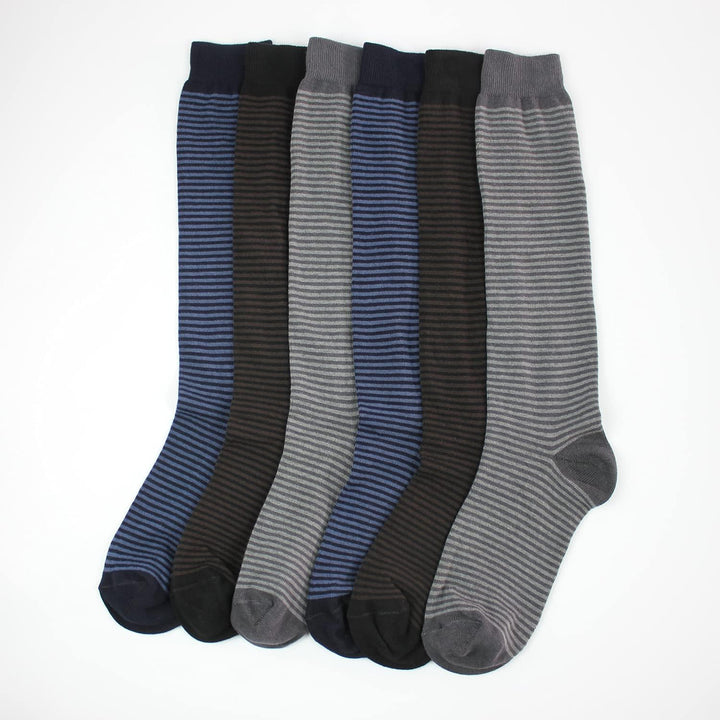 Citycalze Lange gestreifte Socken für Herren, aus warmer Baumwolle, weich, 6 Paar, hergestellt in It
