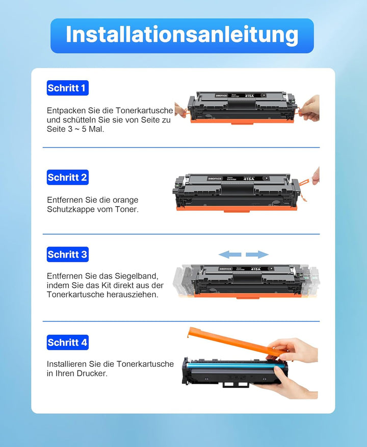 SODFACE 415A Toner Mit Chip Kompatibel für HP 415A 415X für Color Laserjet Pro MFP M479fdw M479dw M4