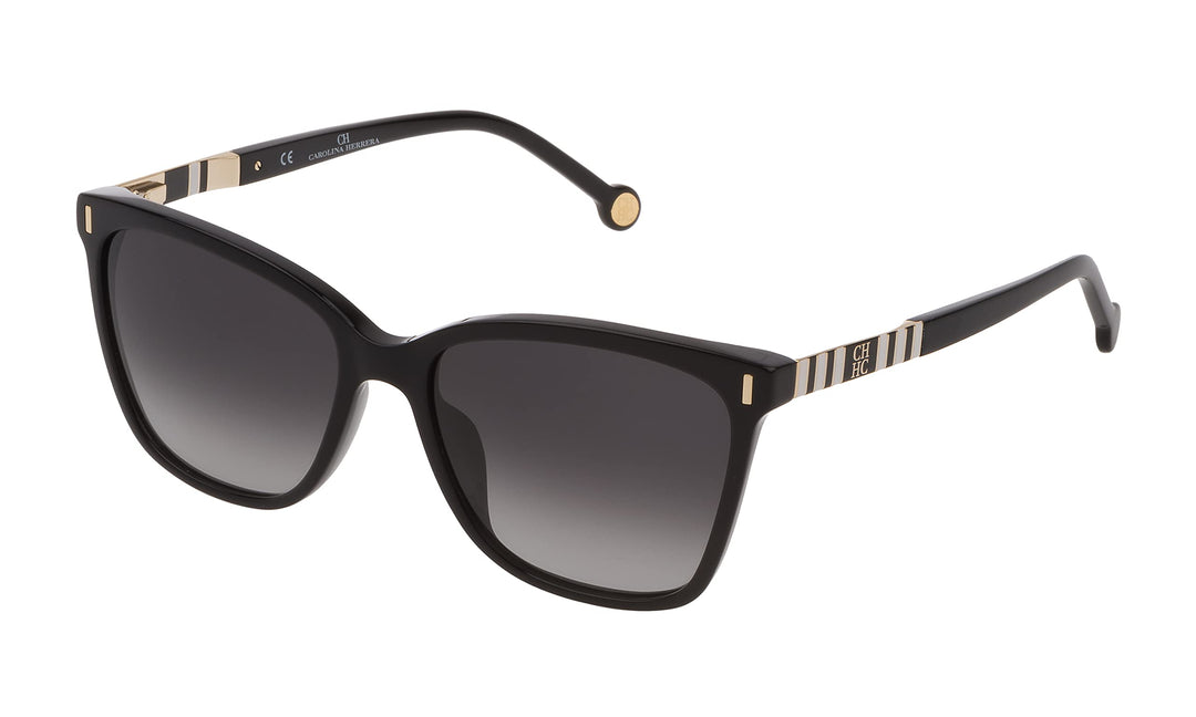 Carolina Herrera Sonnenbrille SHE828 0700 56-16-140 Damen schwarz glänzend Smoke Gradient Gläser, Sc