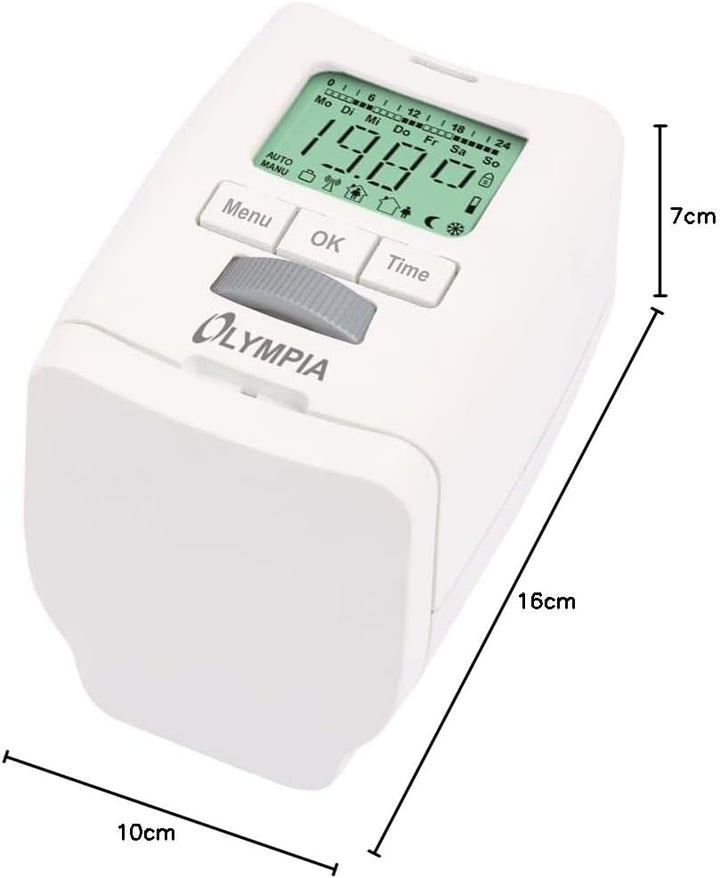Olympia HT 430-22 Heizkörperthermostat, Elektronischer Heizungsregler, kompakter Energiespar-Regler,