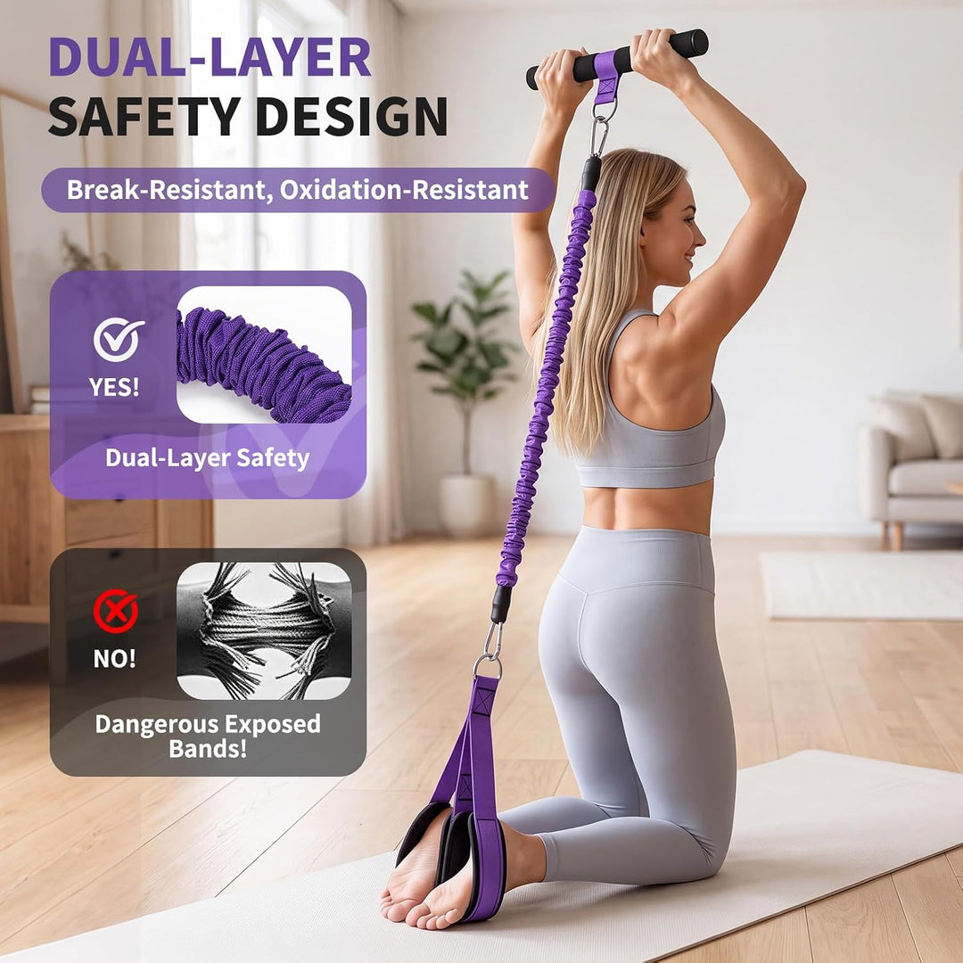 Pedal Widerstandsband mit Griff, 4 Verstellbar Foot Pedal Resistance Bands 30-120lbs Bauchtrainer fü