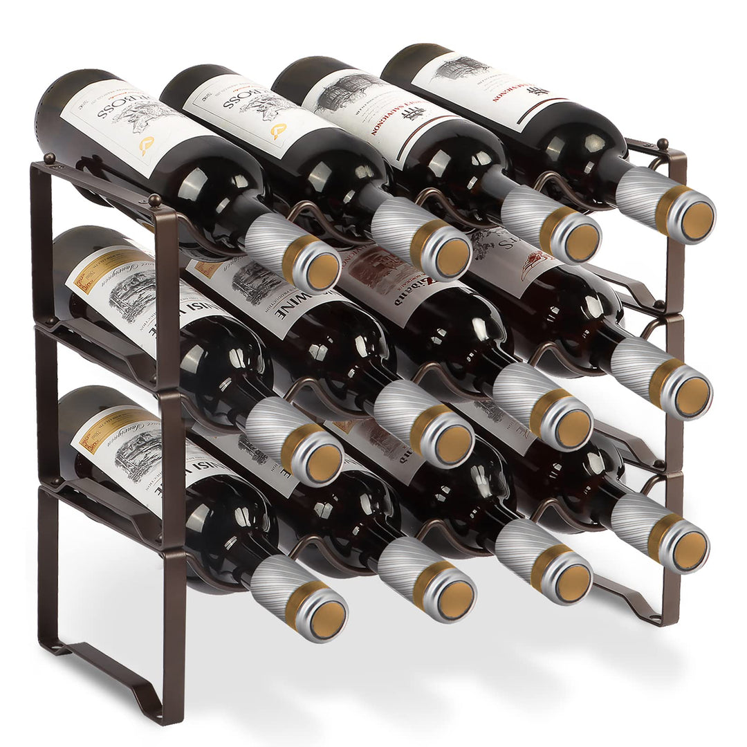 Weinregal Metall stapelbar flaschenregal für 12 Flaschen für Keller, bar und lagerraum, stabiles mod