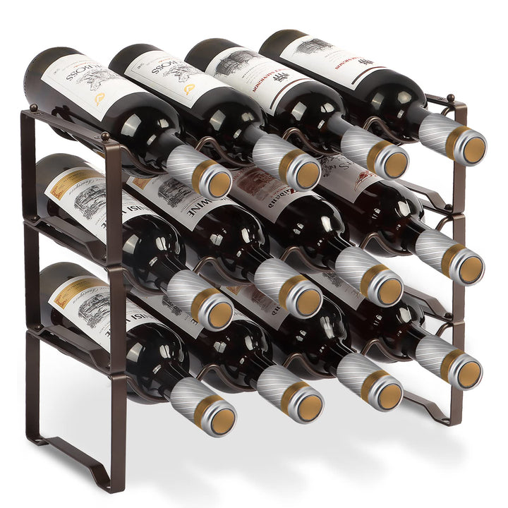 Weinregal Metall stapelbar flaschenregal für 12 Flaschen für Keller, bar und lagerraum, stabiles mod