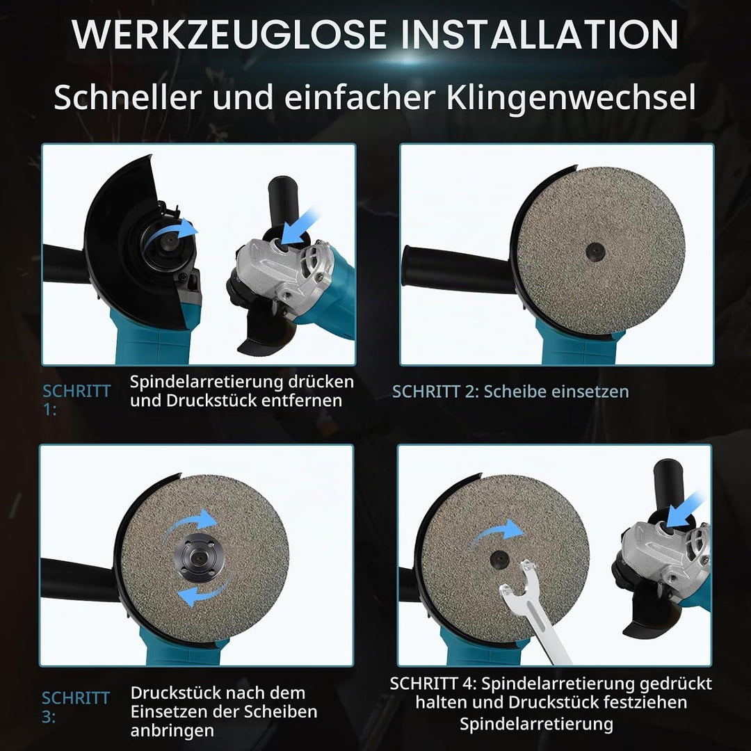 Akku Winkelschleifer Kompatibel mit Makita 18V Lithium-Akku, Bürstenloser Elektro Winkelschleifer mi
