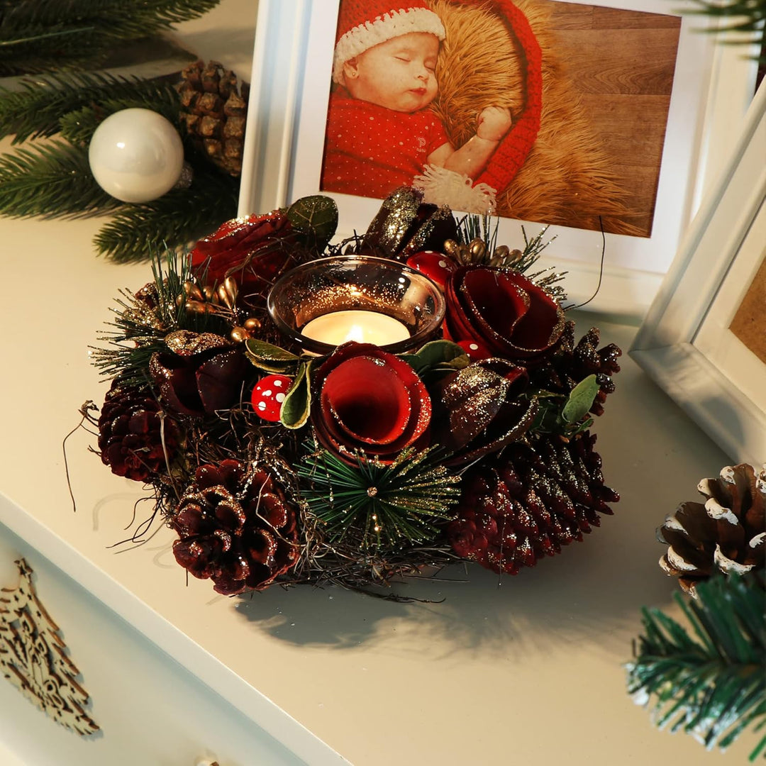COM-FOUR® Teelichthalter - dekorativer Kerzenständer für Weihnachten und Herbst - Kerzenhalter mit n