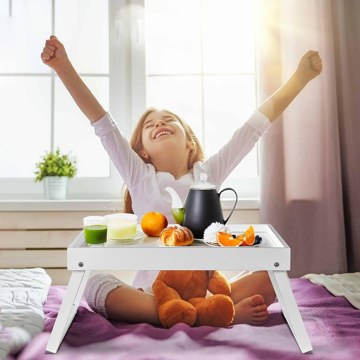 Betttablett mit klappbarem Bein, Bambus-Tablett zum Essen, Frühstücksbett-Tablett für Küche, Servier