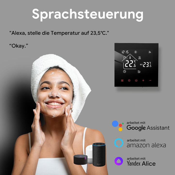 Smart Thermostat für Kesselheizung, Thermostat Fussbodenheizung Programmierbar WiFi Raumthermostat F