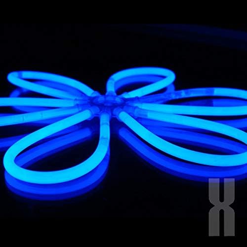 KNIXS 500x Arm-Knicklichter – Blau leuchtend inkl. 500x 3D-Verbinder und 10x Ballverbinder und 7-Loc