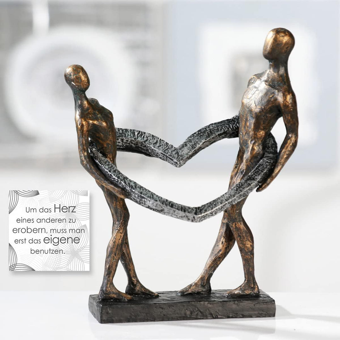 Casablanca - Deko Skulptur Figur Connected - aus Poly bronzefarbenes Paar H 31 cm Höhe 31 cm Bronzef
