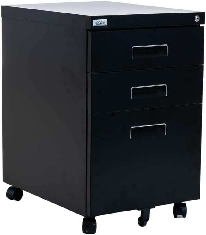 Jet-line Metall Rollcontainer 3 Schubladen Hängeregister Paul Metall schwarz Büro Büroschrank Aktens
