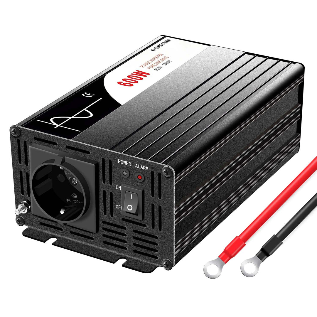 wechselrichter 12v auf 230v Reiner Sinus 600w 50HZ Spannungswandler mit Fernbedienung & Doppel-Digit