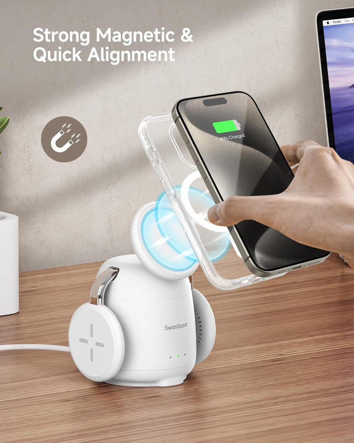Induktive Ladestation für iPhone, Magnetisch Kabelloses Ladegerät für iPhone 17e/Air/17 Pro/17 Pro M