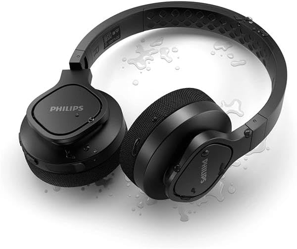 Philips TAA4216BK Kabellose On-Ear-Bluetooth-Sport-Kopfhörer | Leicht und Robust | Waschbare Ohrmusc