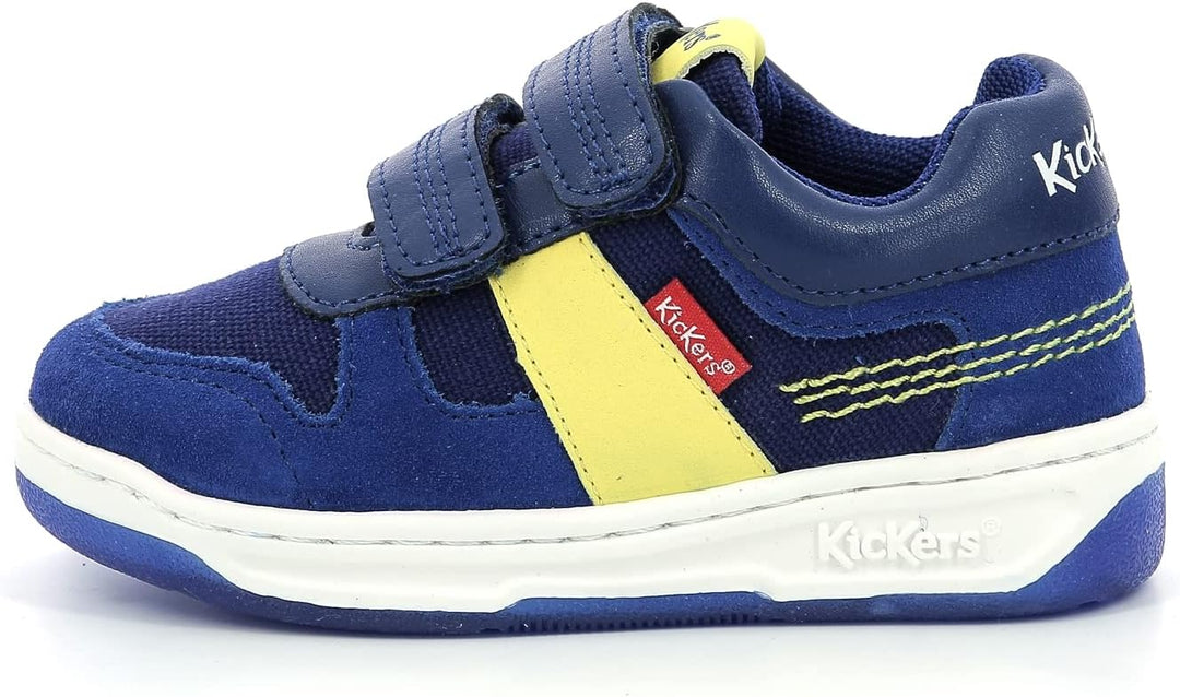 Kickers Unisex Kinder Kalido Sneaker 20 EU Bleu Marine Jaune, 20 EU Bleu Marine Jaune