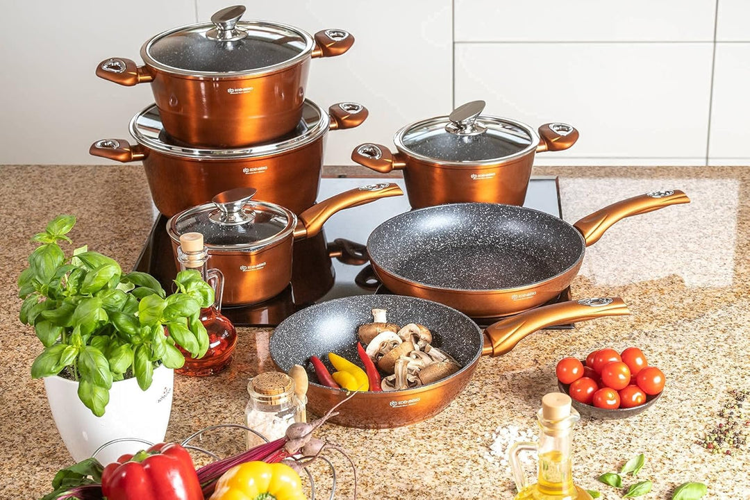 EDENBERG 15 TLG Topfset Induktion, Töpfe & Pfannen beschichtet, Kochtopf Set | induktions Töpfe Set,