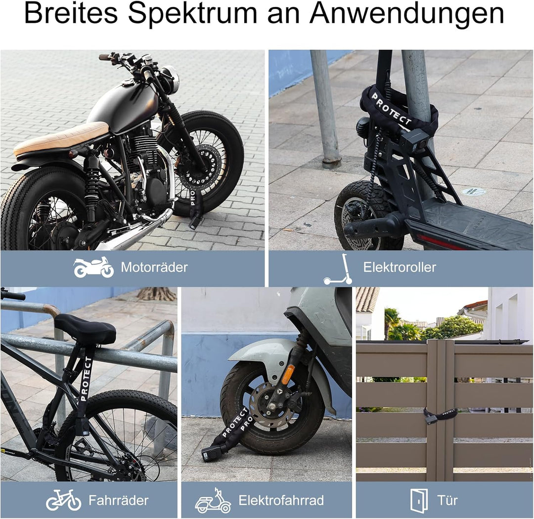 120cm Fahrradschloss mit Alarm 110dB Fahrrad Alarmanlage Schloss für E Scooter Ebike Fahrradschloss