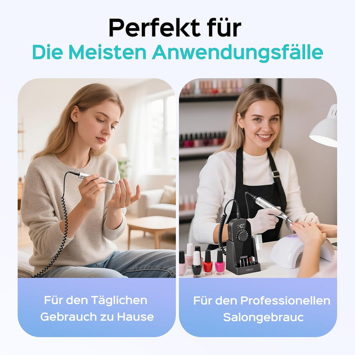 COSLUS E51 Elektrische Nagelfräser 40000 U/min: 6-in-1 Professionell Nagelpflege Set für Gelnägel Ac