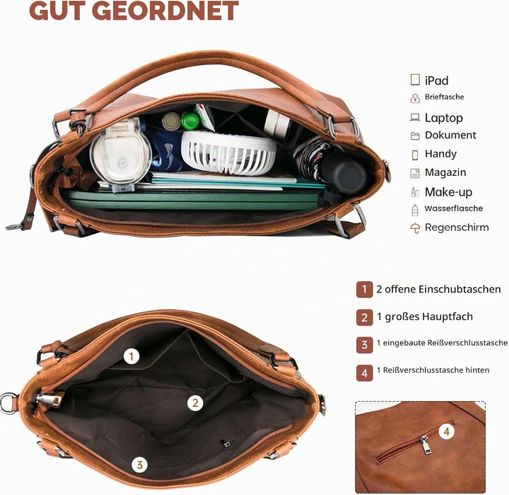 Long Keeper Handtasche Damen Gross - Tote Bag Shopper Damen Leder Umhängetasche Damen Schultertasche