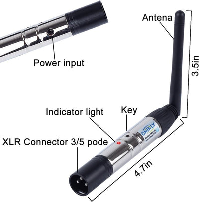 2,4 G ISM DMX512 Männlich/Weiblichen XLR Sender/Empfänger mit Antenne für Moving Heads Bühne Licht (