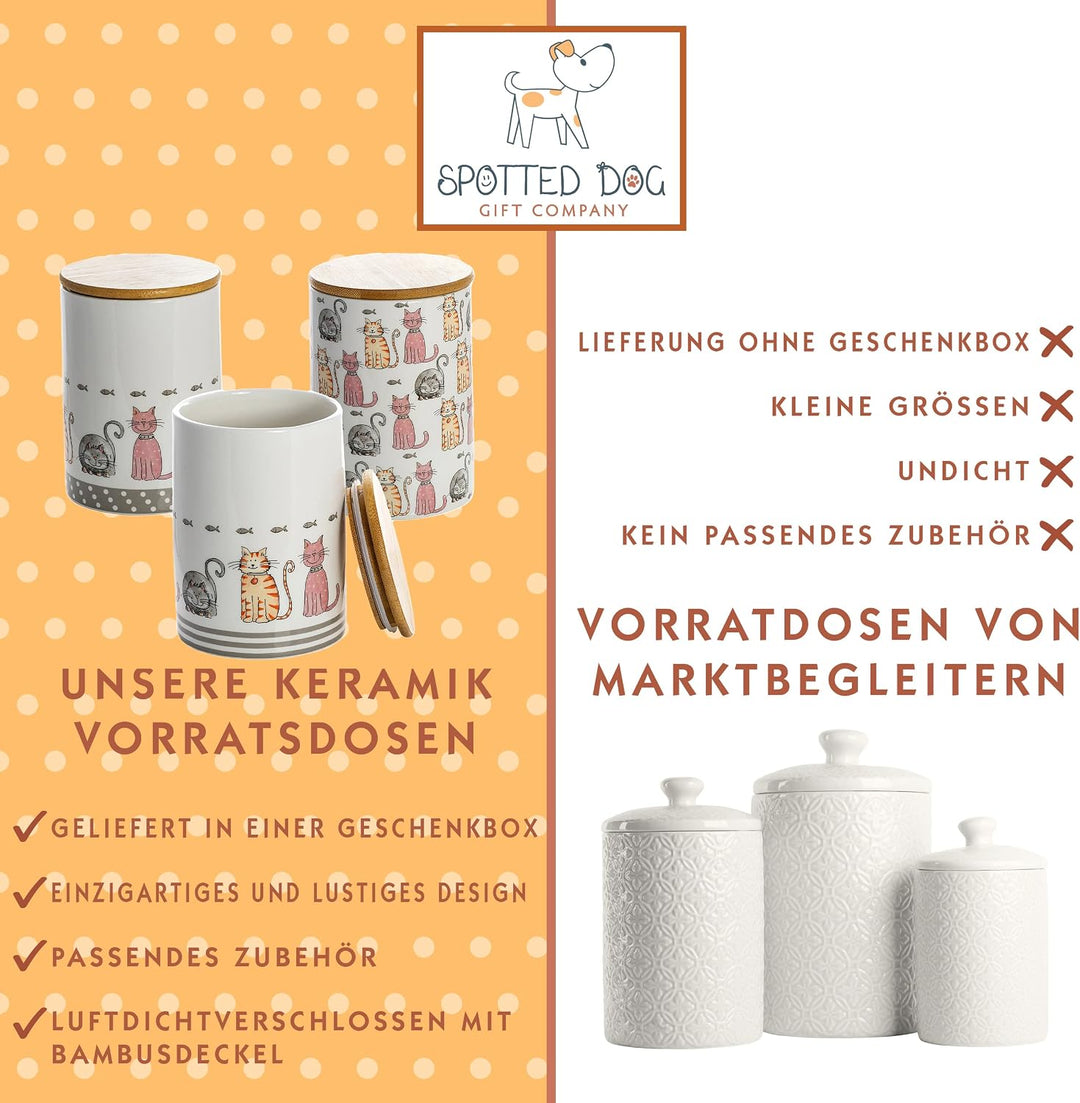 SPOTTED DOG GIFT COMPANY Vorratsdosen Keramik mit Deckel Luftdicht - 3 Vorratsbehälter vielseitig Au