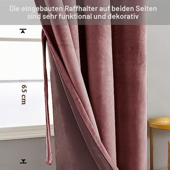 JIUZHEN Verdunklungsvorhang aus Samt,2er Set weiche blickdichte Gardinen mit Ösen für Schlafzimmer,1