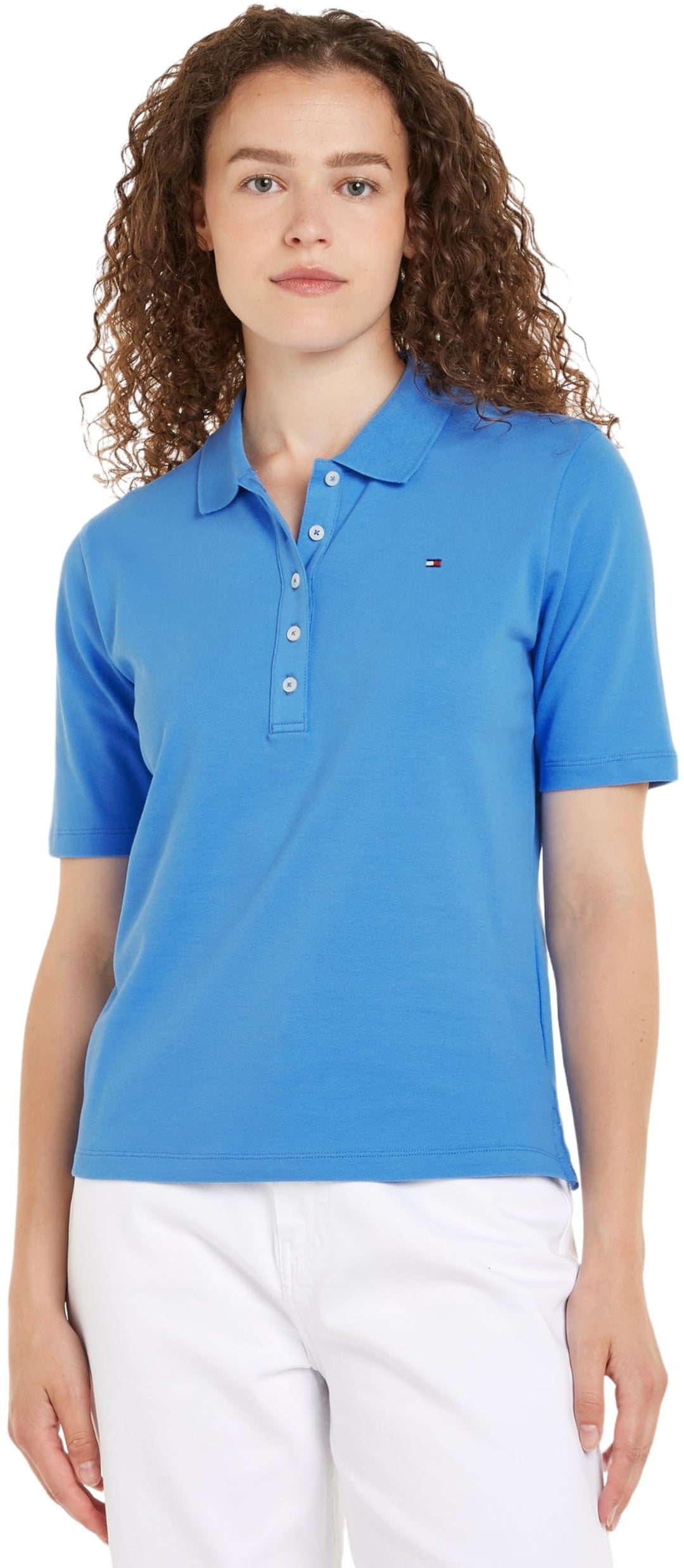 Tommy Hilfiger Damen 1985 Reg Pique Polo Ss Kurzarm Poloshirts, Blau (Blue Spell)