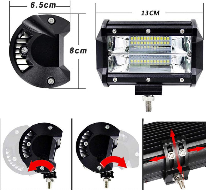 AufuN LED Arbeitsscheinwerfer 72W LED Zusatzscheinwerfer Offroad Scheinwerfer 21600LM 10-30V 6000K A
