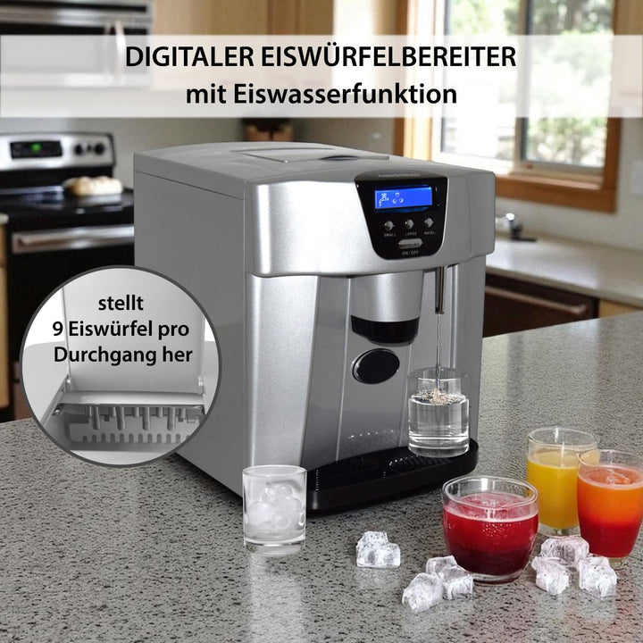 Syntrox Eiswürfelmaschine Gipua (Eiswasserfunktion + Display + Spender), Schneller Eiswürfelprozess,