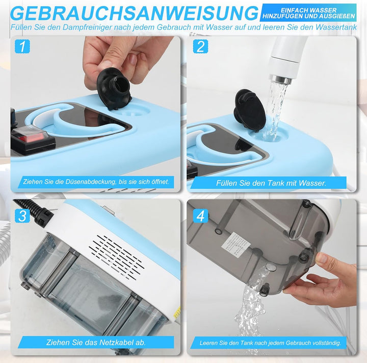 Dampfreiniger Handgerät 2,5L Wassertank Multifunktional