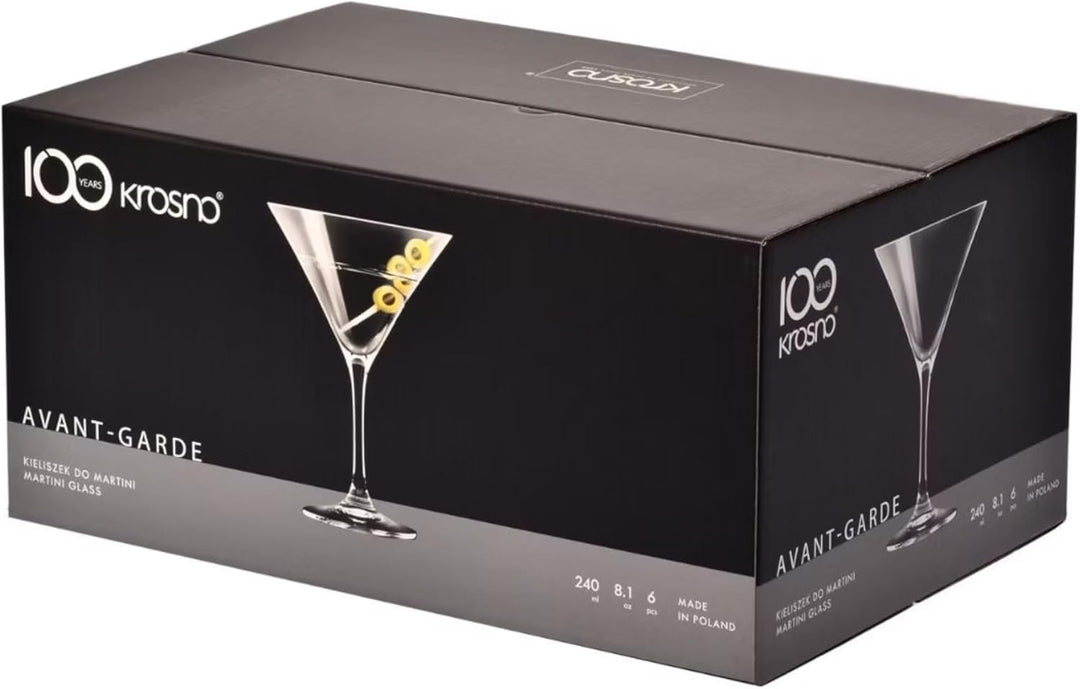 Krosno Martini-Gläser Cocktailgläser | Set von 6 | 240 ML | Avant Garde Kollektion | Perfekt für Zuh