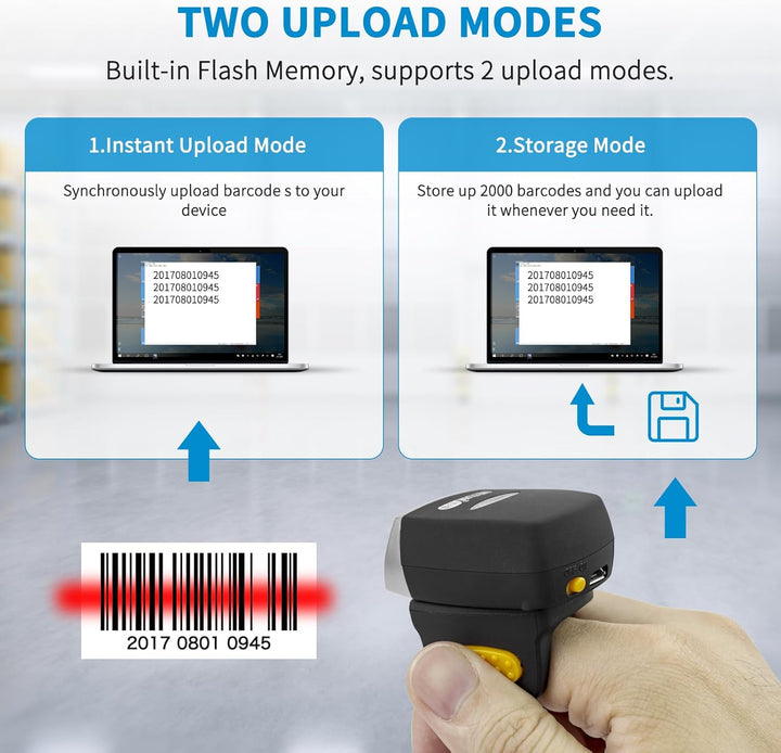 NETUM Bluetooth Mini-Barcode-Scanner für Tragbaren Ring/Kabelloser CCD Handscanner/Handheld Lesegerä