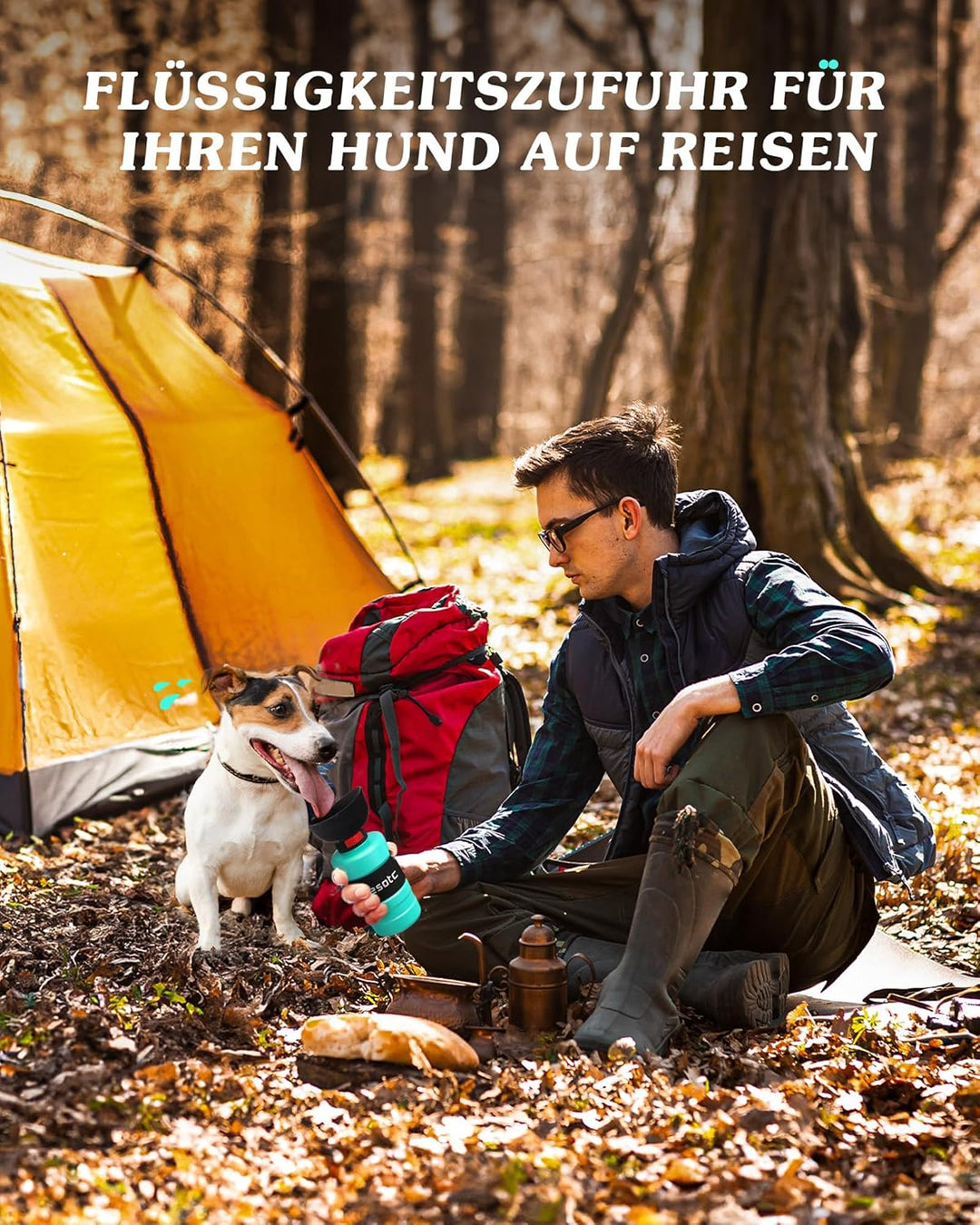 lesotc 800ml Hundetrinkflasche für unterwegs, Faltbare Hund Auslaufsicher Wasserflasche, Hunde Wasse
