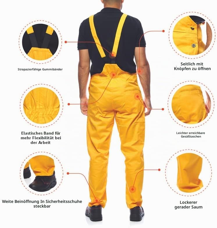 Mazalat Lange Latzhose mit Multifunktionstaschen Berufsbekleidung für Handwerker, Maurer, Dachdecker