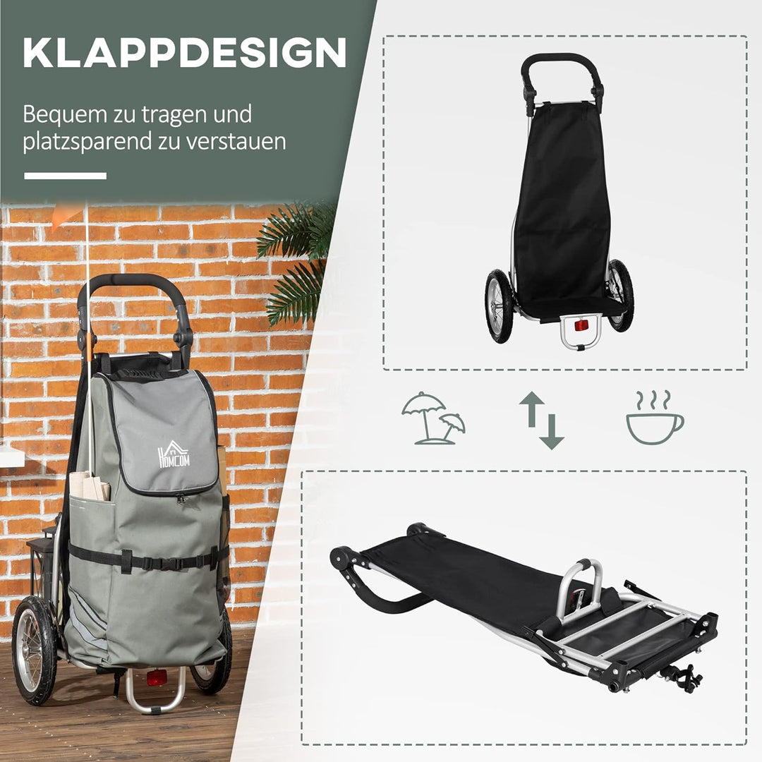 HOMCOM 2 in 1 Lastenanhänger Einkaufstrolley für Einkaufswagen Fahrradanhänger Transportanhänger mit