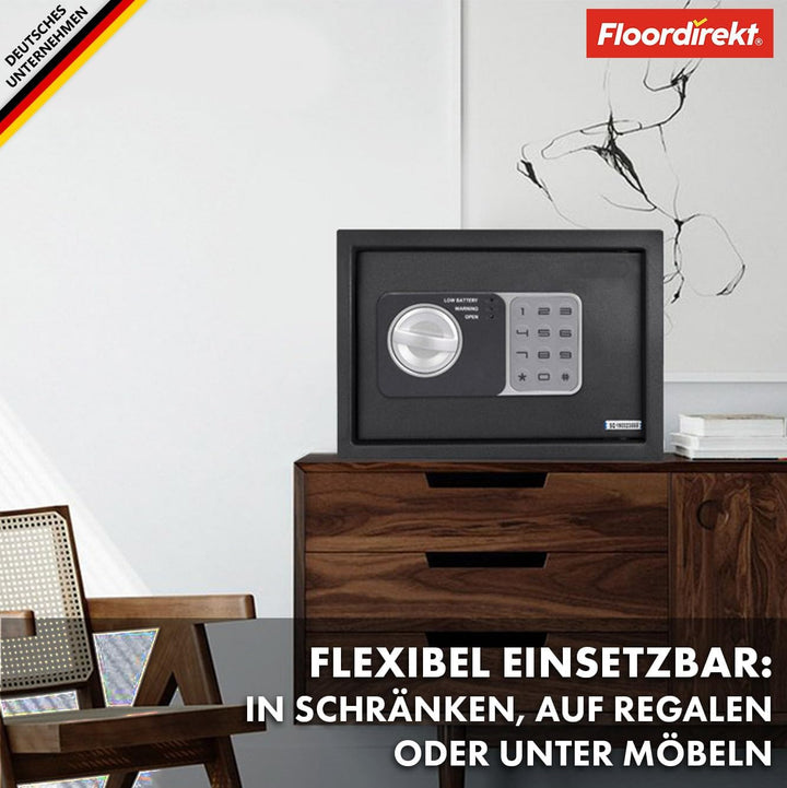 Floordirekt Tresor Cortez Möbeltresor Safe - 17 x 23 x 17 cm, Anthrazit - elektronisches Zahlenschlo