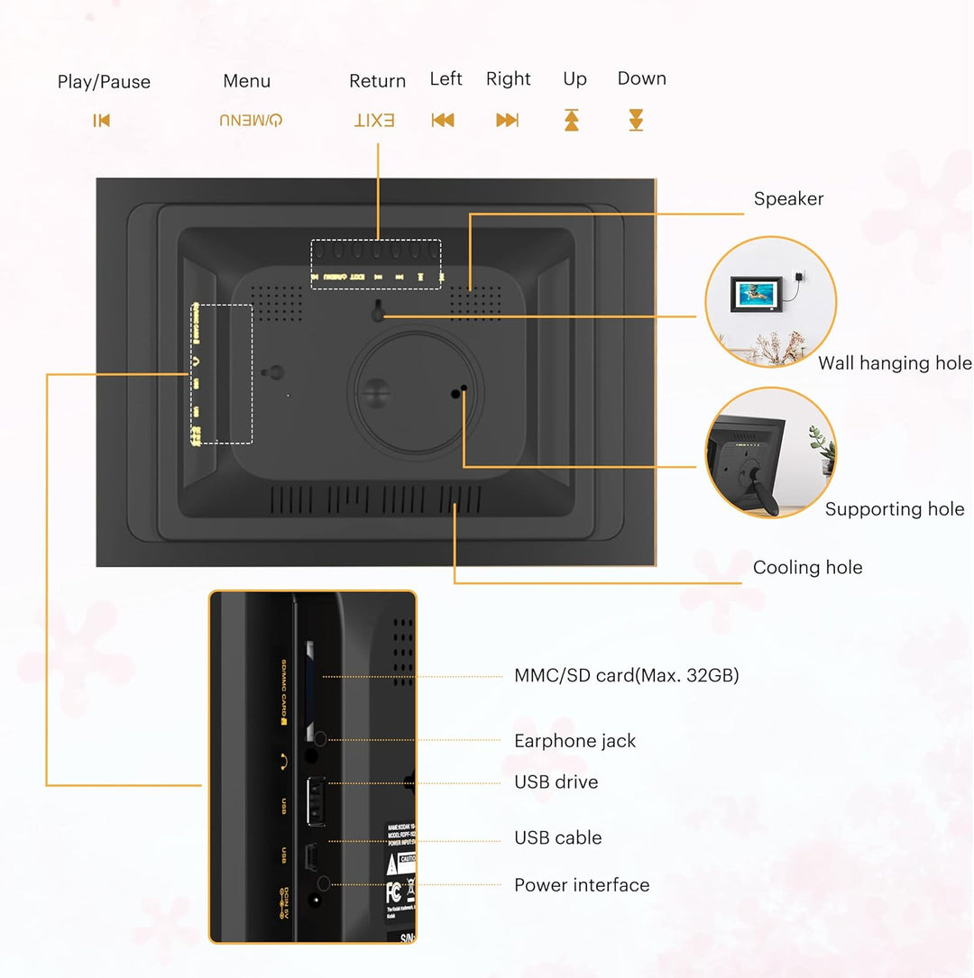 KODAK Digitaler Bilderrahmen 10 Zoll mit Fernbedienung, Elektronischer Fotorahmen No WiFi mit 8 GB S
