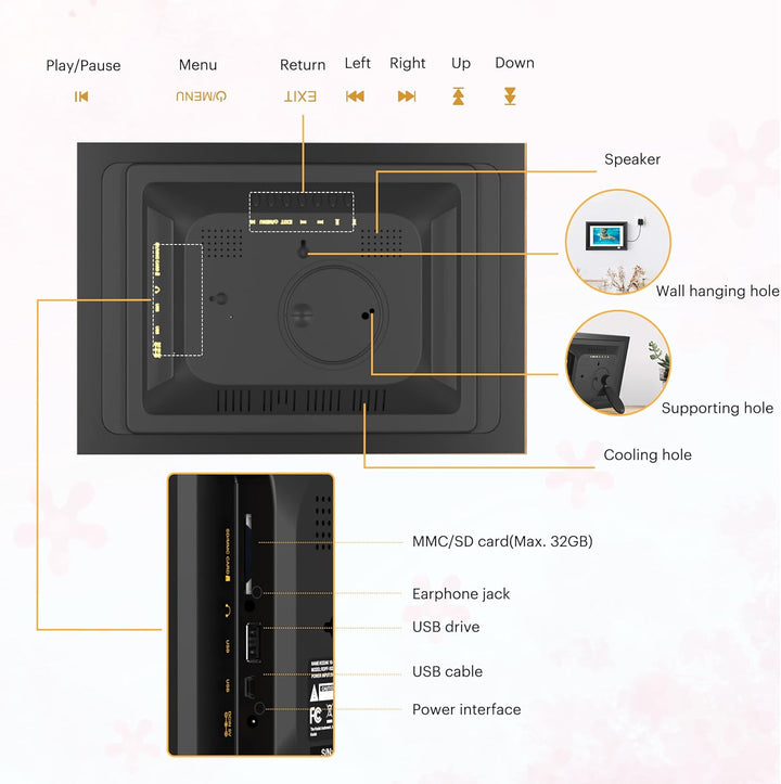 KODAK Digitaler Bilderrahmen 10 Zoll mit Fernbedienung, Elektronischer Fotorahmen No WiFi mit 8 GB S